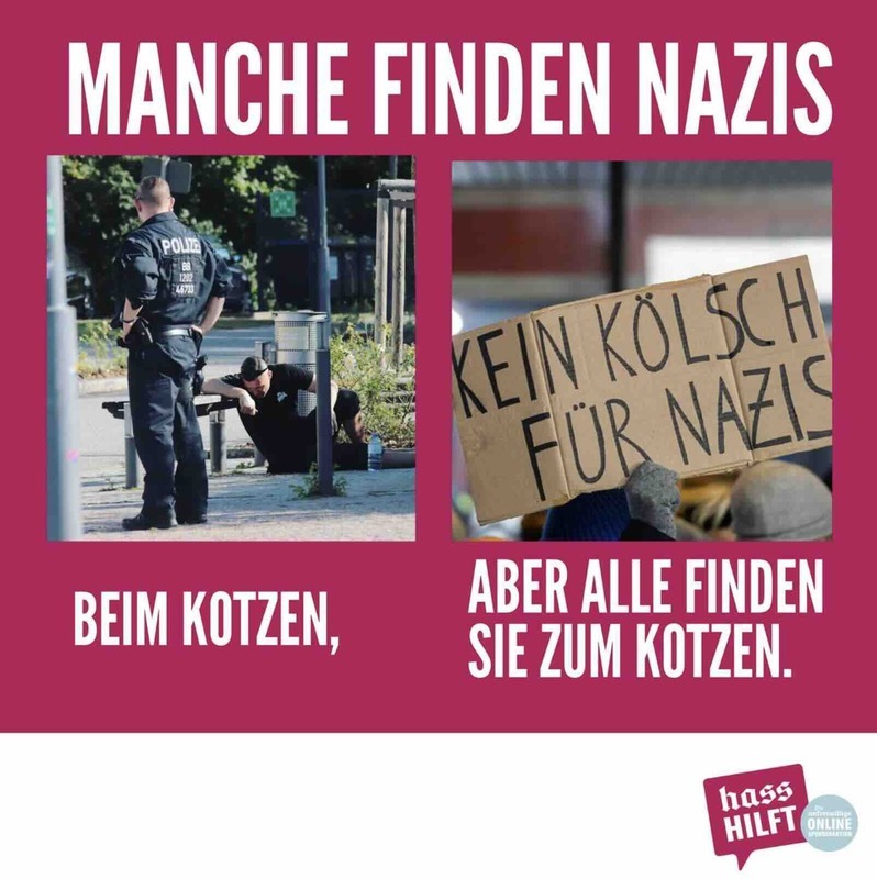 Da kam ihm seine eigene Hetze wieder hoch. Bild: Kotzender Neonazi in Oranienburg. Demo gegen den CSD. [English Translation: Then his own agitation came back to him. Image: Vomiting neo-Nazi in Oranienburg. Demo against the CSD.